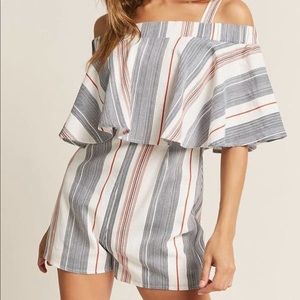 Striped Open Shoulder Romper by London Rose (F21)